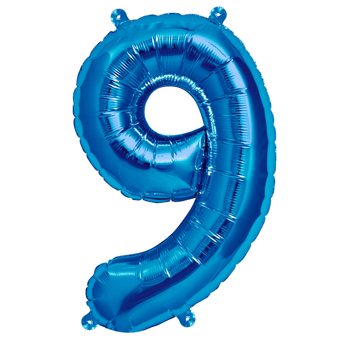 Zahlenballon Blau S - 9