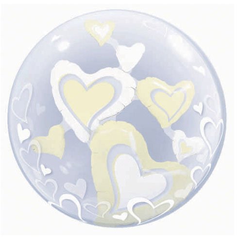 Double Bubble White and Ivory Hearts